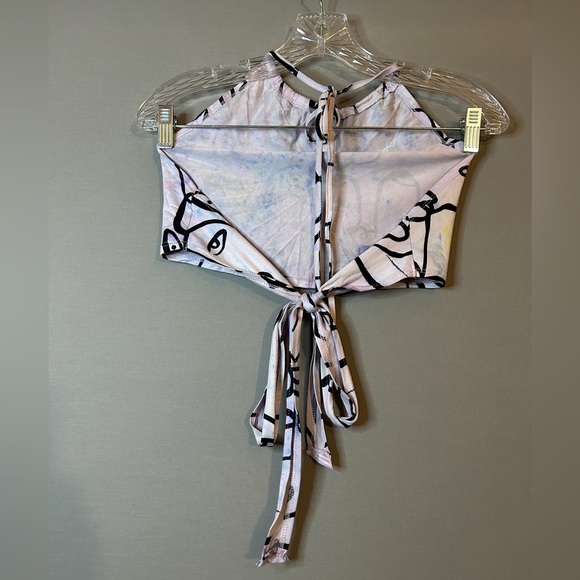 Summer chic halter crop top tie dye face print o/s - Picture 2 of 4